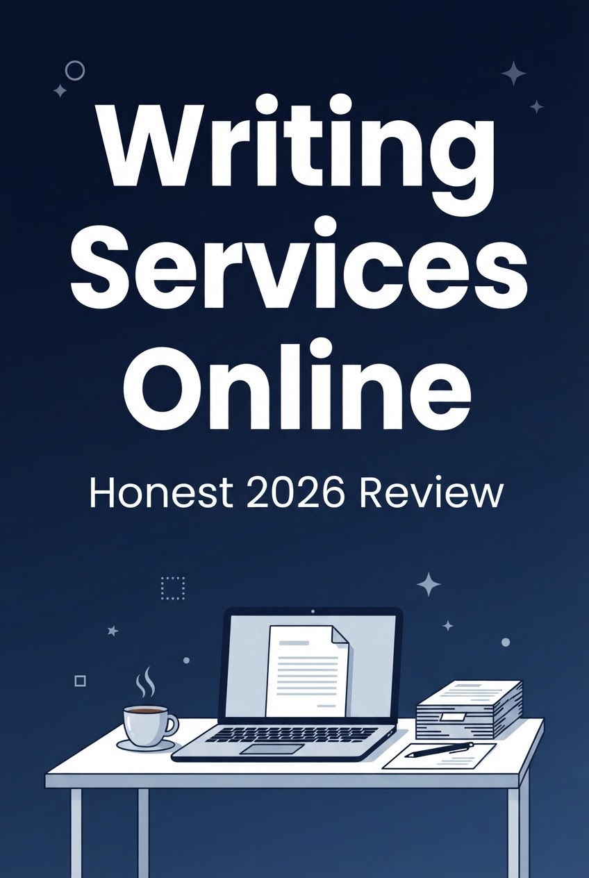 Writing Services Online — vertical Pinterest pin showing the site title