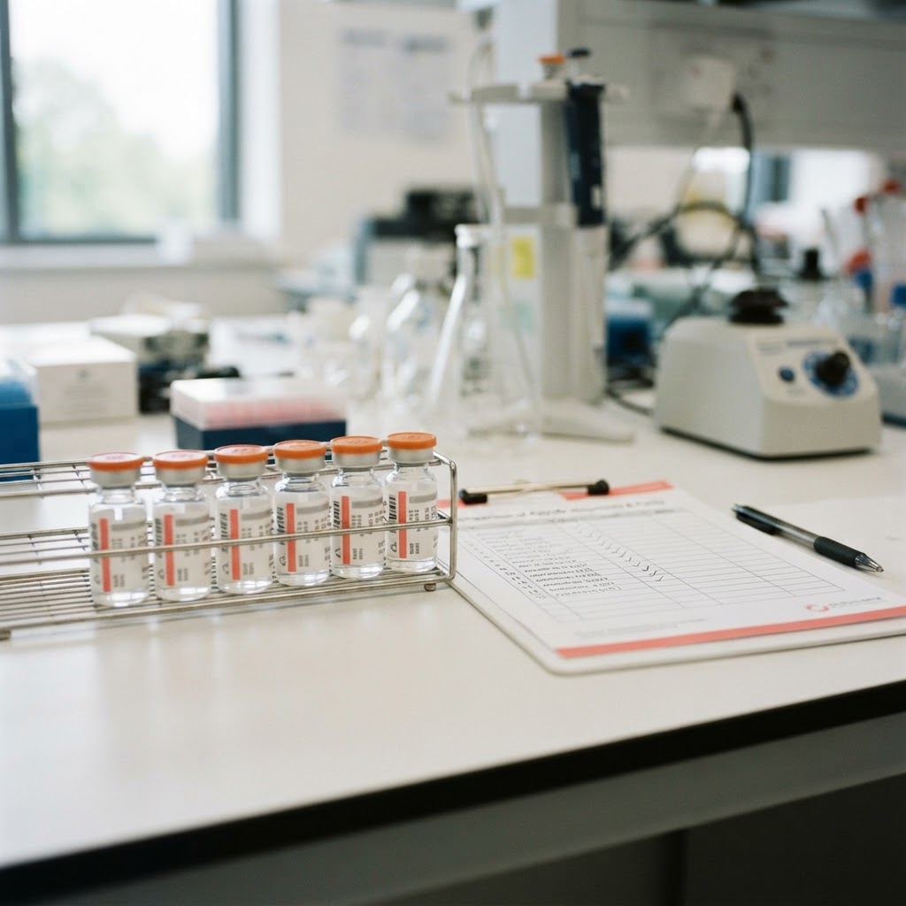 Research peptide vials ready for comparison