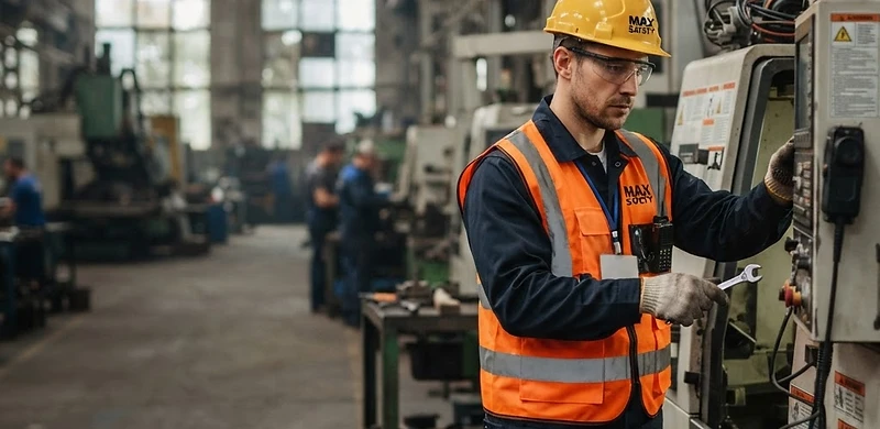 Industrial worker with MAX SAFETY workwear in real work environment