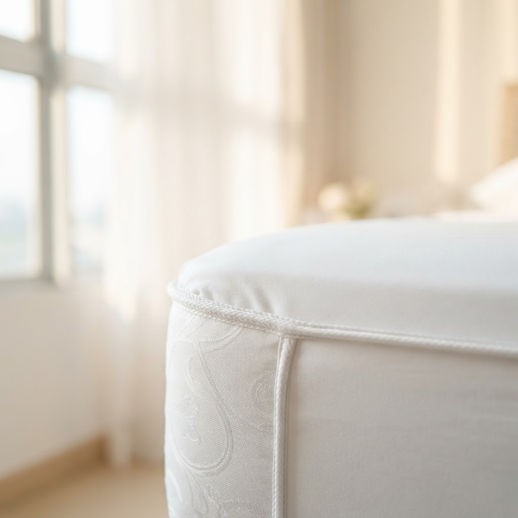 Clean white mattress in a Singapore bedroom — dust mite allergy relief through professional mattress cleaning