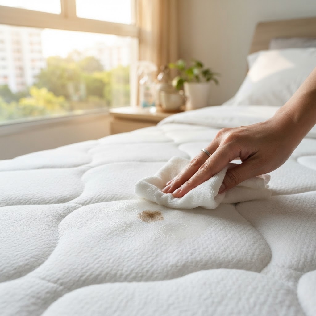 Removing blood stains from a mattress in a Singapore home bedroom