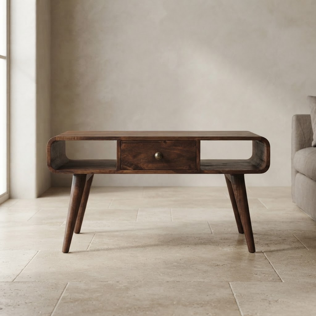 Curved California Walnut Coffee Table