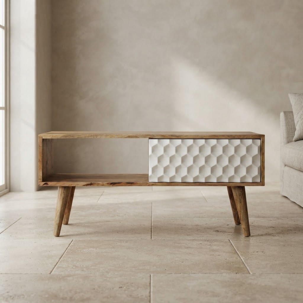 Honeycomb Carved Coffee Table