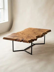 Form oak burl live edge coffee table — organic style