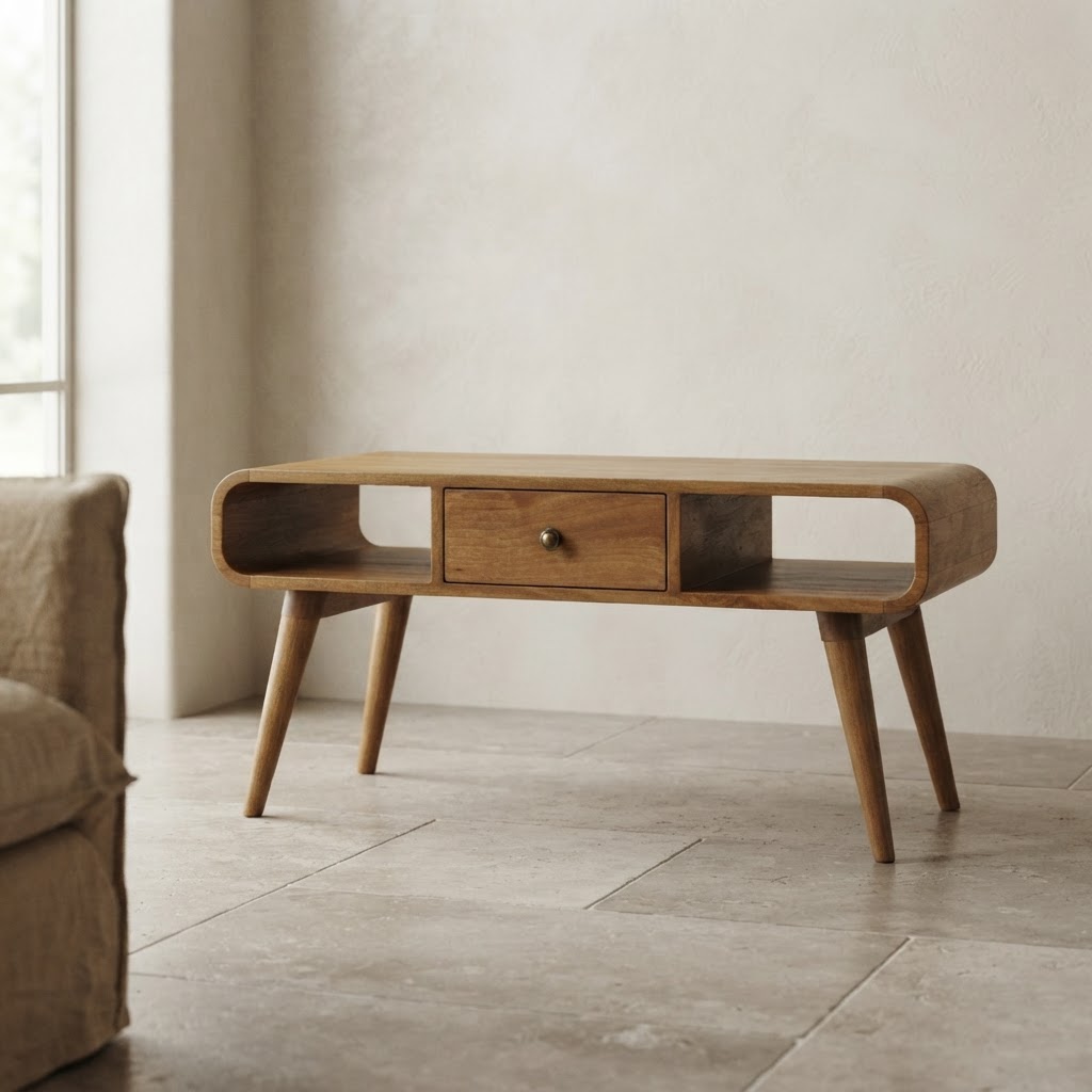 Curved Honey Caramel Coffee Table