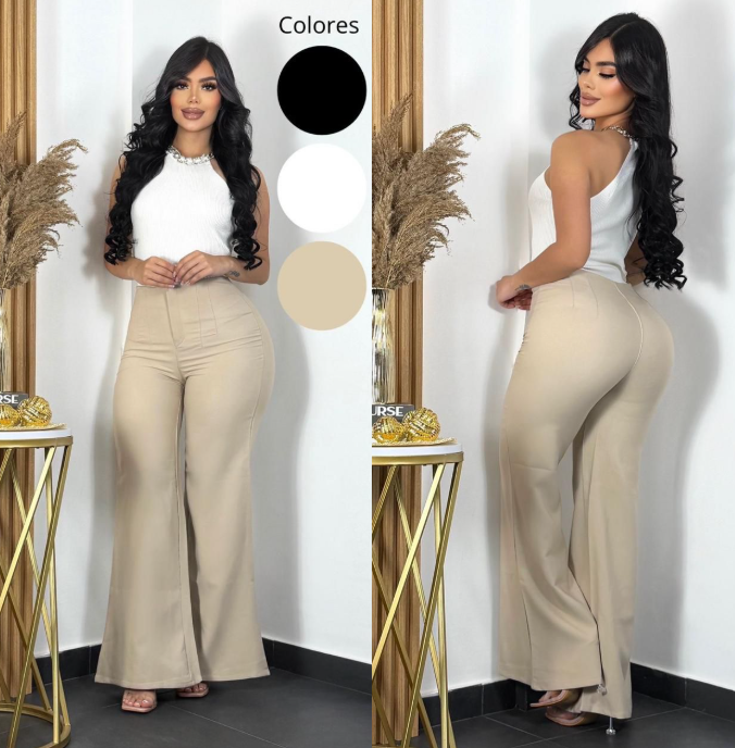 Pantalón Lino Bota Ancha Blanco
