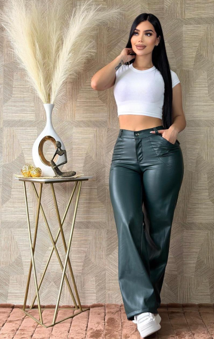 Pantalón Cuero/Gamuza Verde
