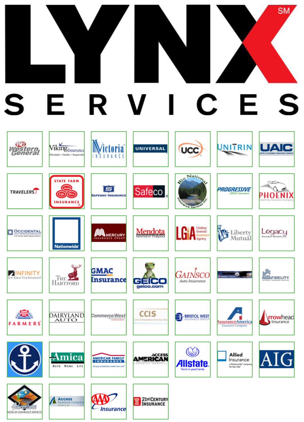 LYNX Services and accepted insurance carriers