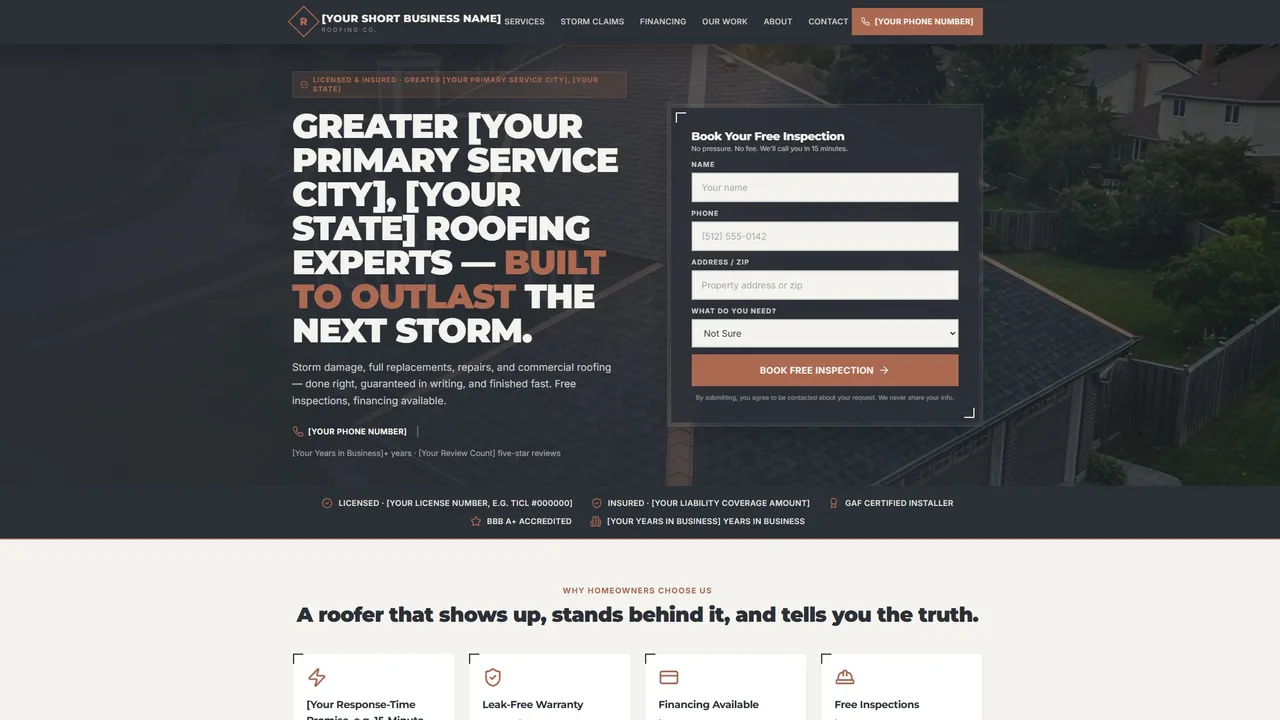 High-Converting Roofing Website Template template preview