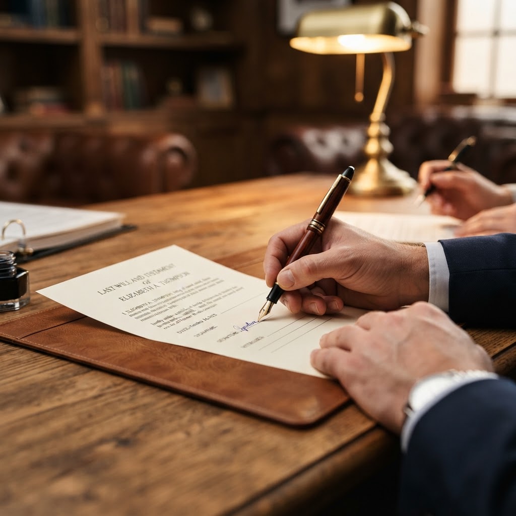 Signing a document with a fountain pen
