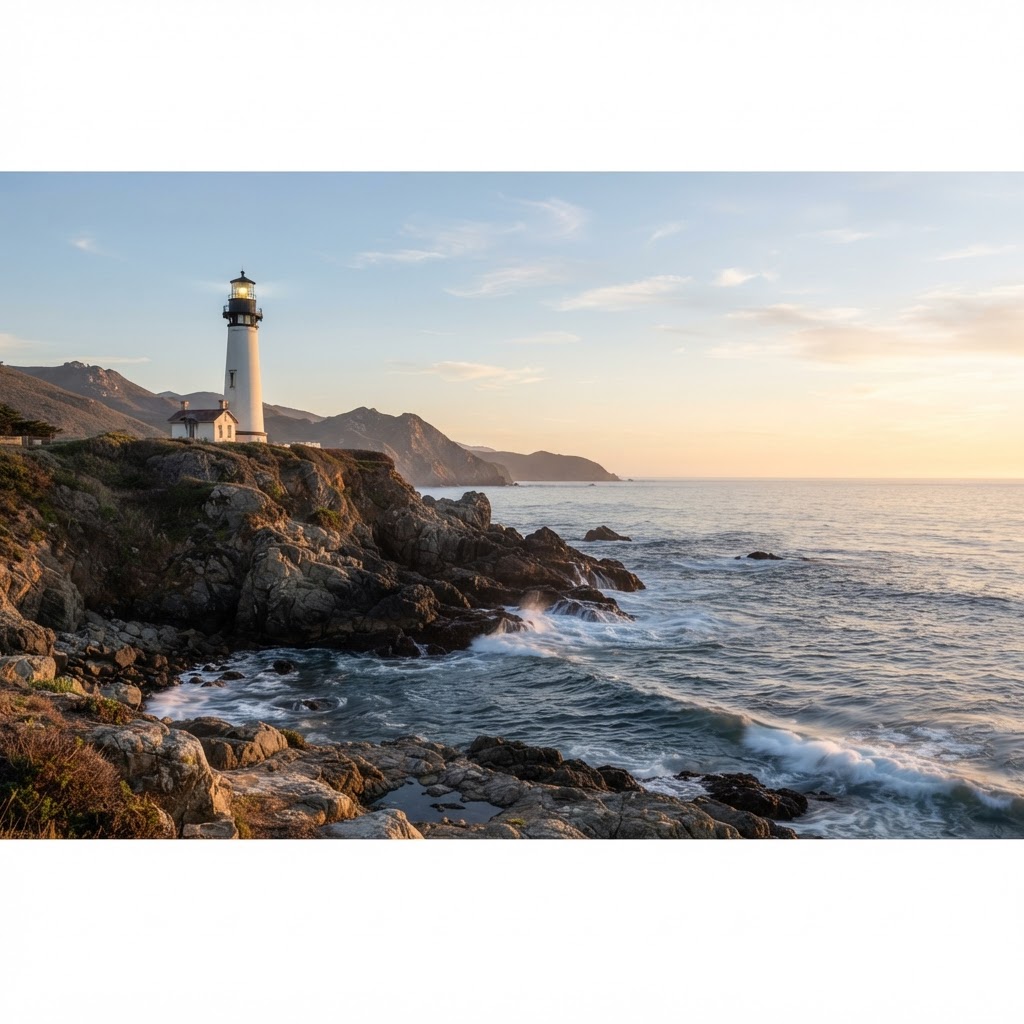 Lighthouse on a rocky point