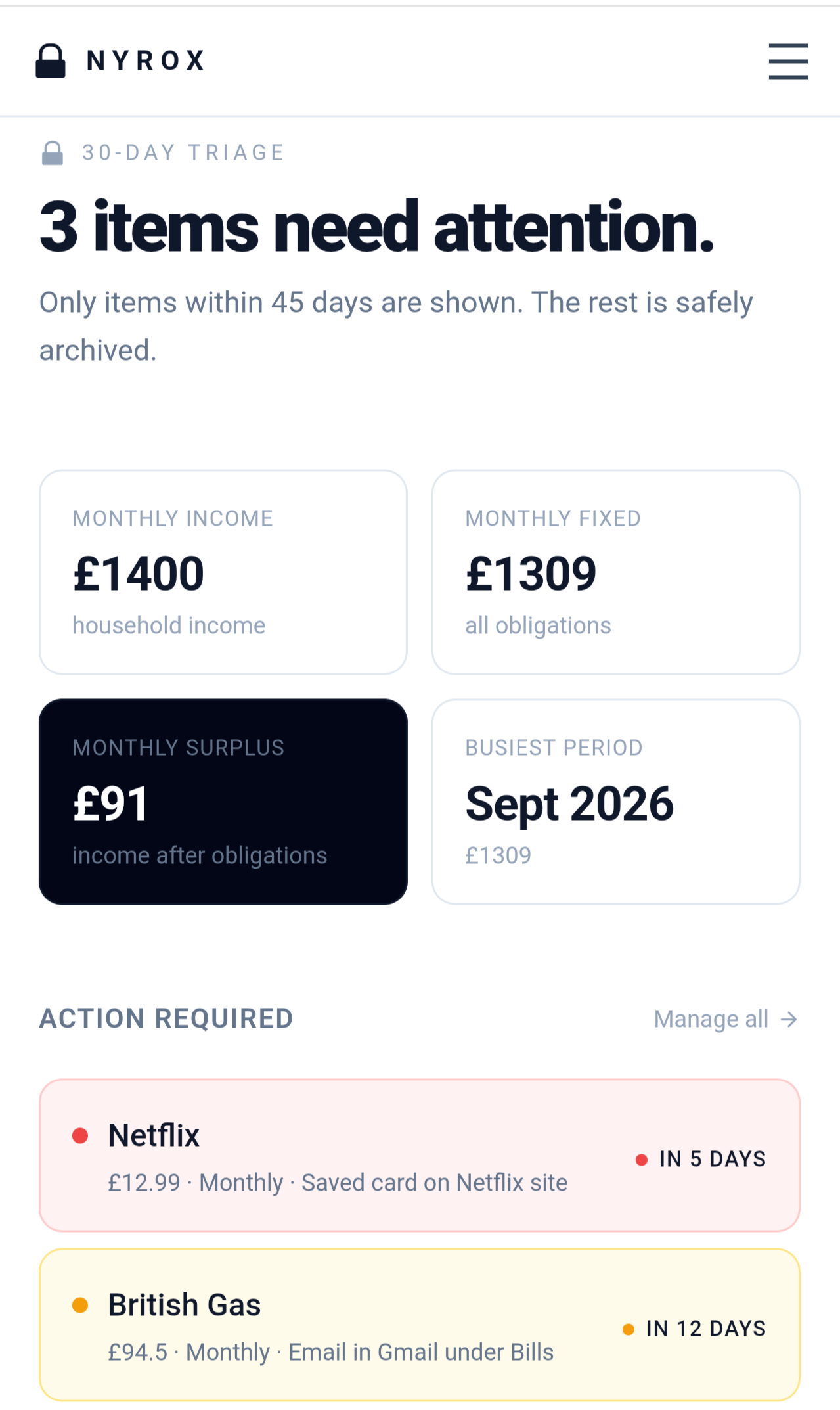 NYROX dashboard preview
