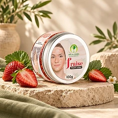 Gommage à la fraise — cosmétique naturelle du Maroc — 100 g — Arij Al Ghaba — coopérative Arij Al Ghaba, Maroc