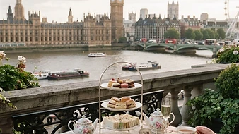 Big Ben a Londra con tavola per il tè in primo piano