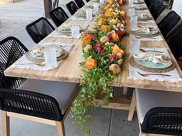 The table styled and set for a gathering