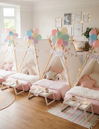 Teepee sleepover setup