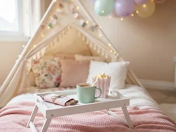 Styled teepee sleepover interior