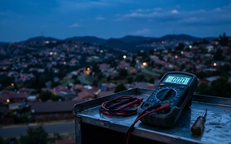 West Rand suburb at dusk with diagnostic tool in foreground