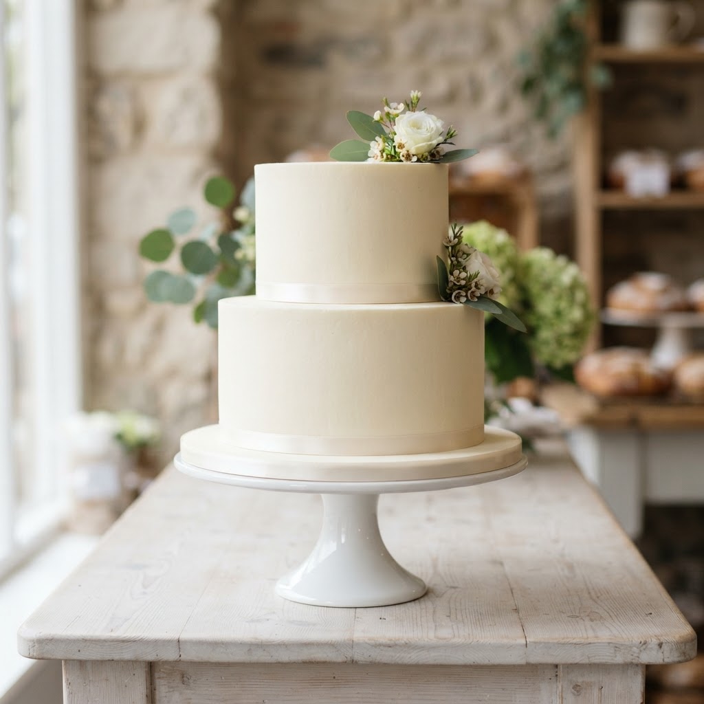 Minimalist two-tier wedding cake