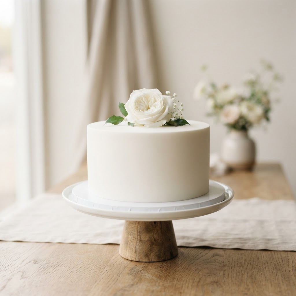 Minimalist single-tier wedding cake