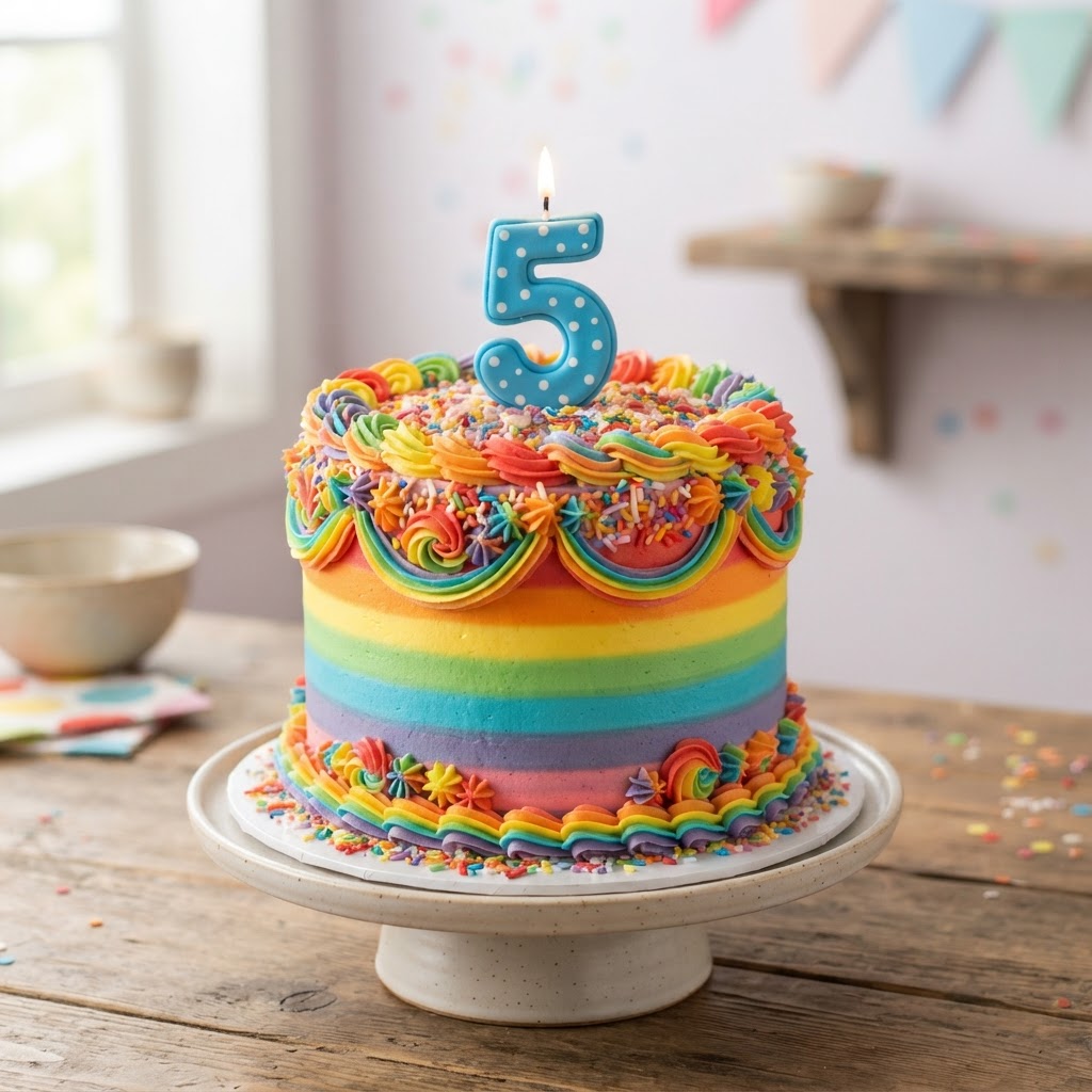 Rainbow sprinkle birthday cake