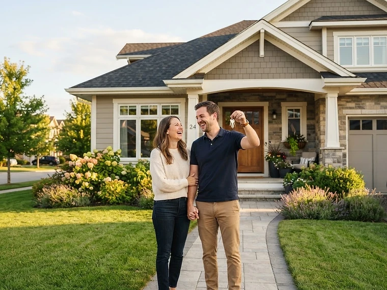 Homeowner holding the keys to their new home
