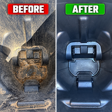 Before and After: a dirty trash bin transformed to spotless by Bin Ninja