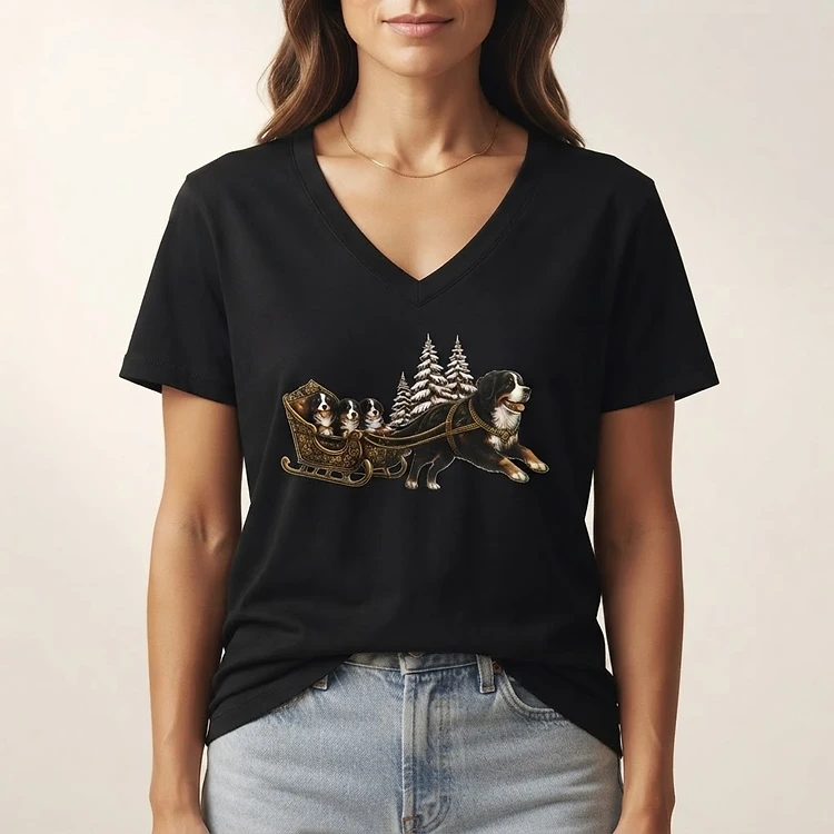 T-shirt — Traîneau et sapins