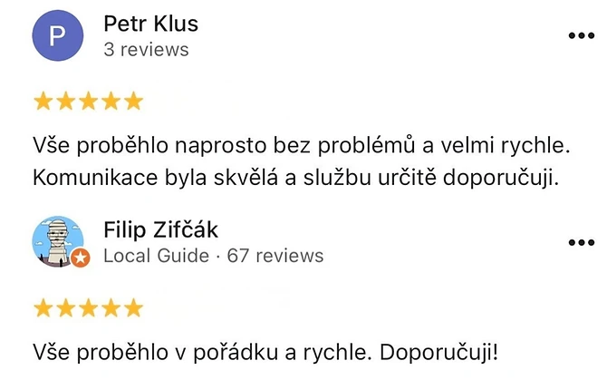 Recenze klienta na Google 3