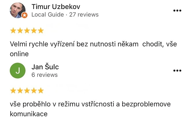 Recenze klienta na Google 1