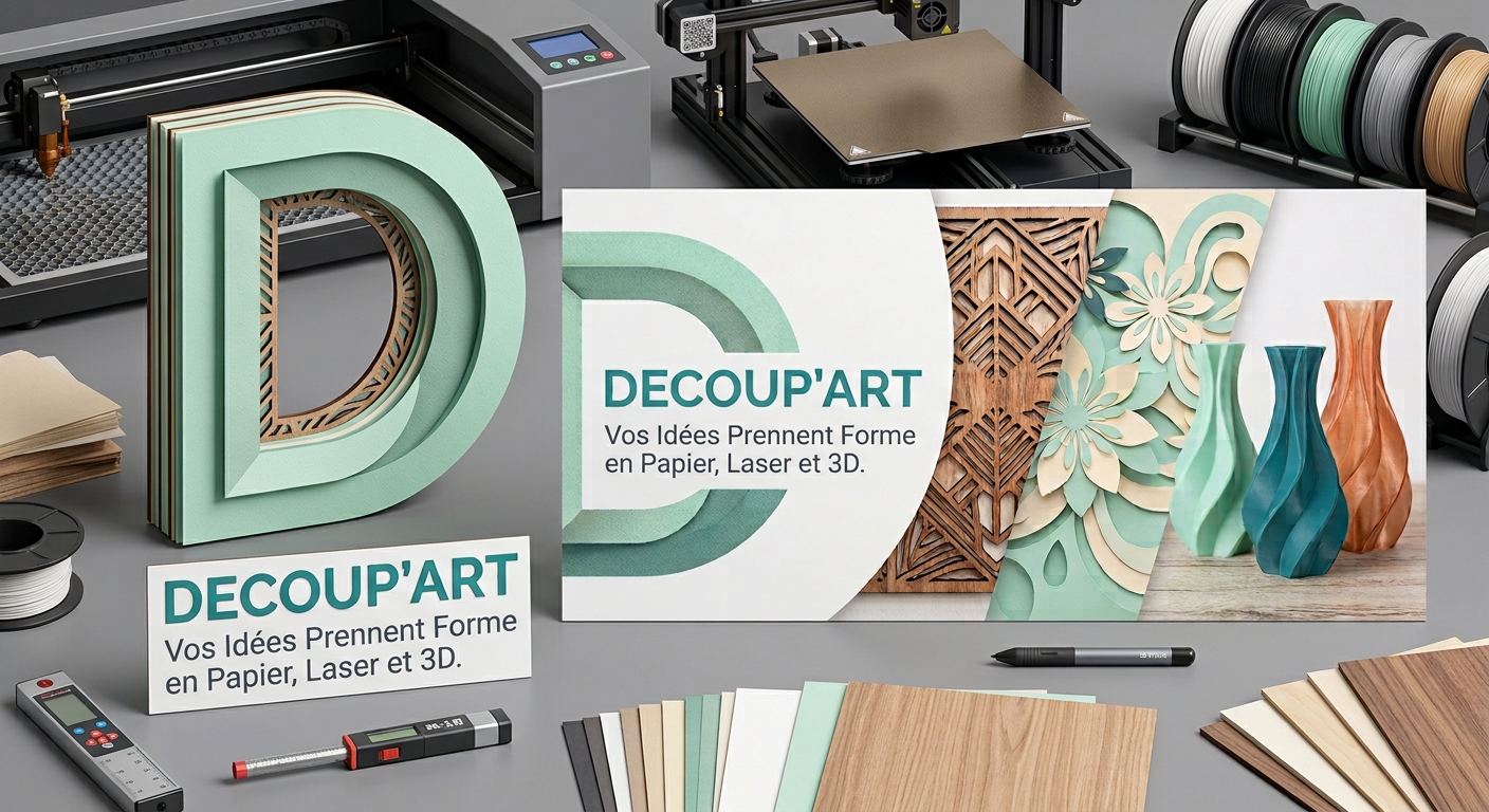Bannière Decoup'Art — papier, laser et 3D