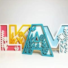 Letras 3D com Botão Floral
