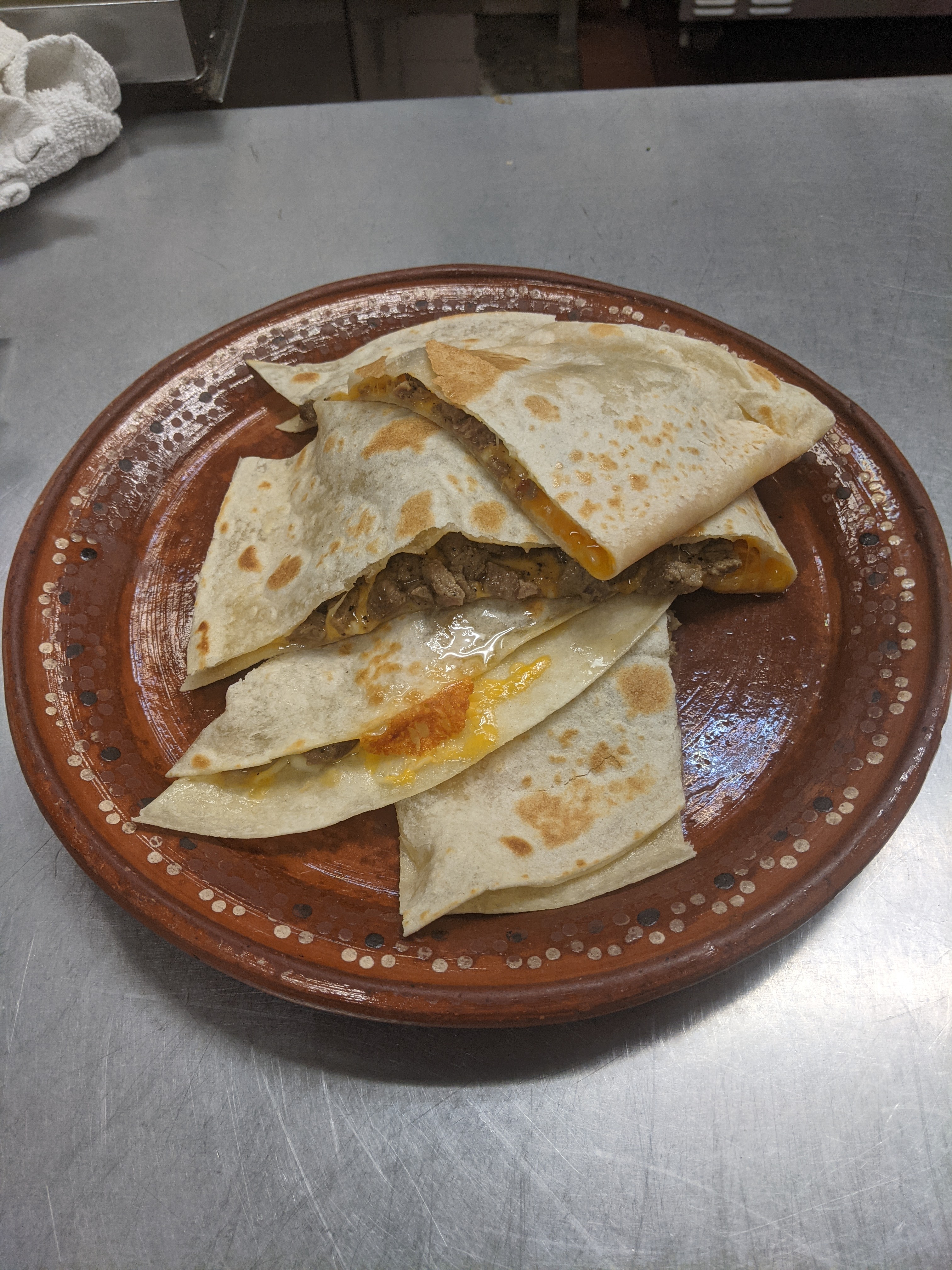 Quesadillas with melted cheese