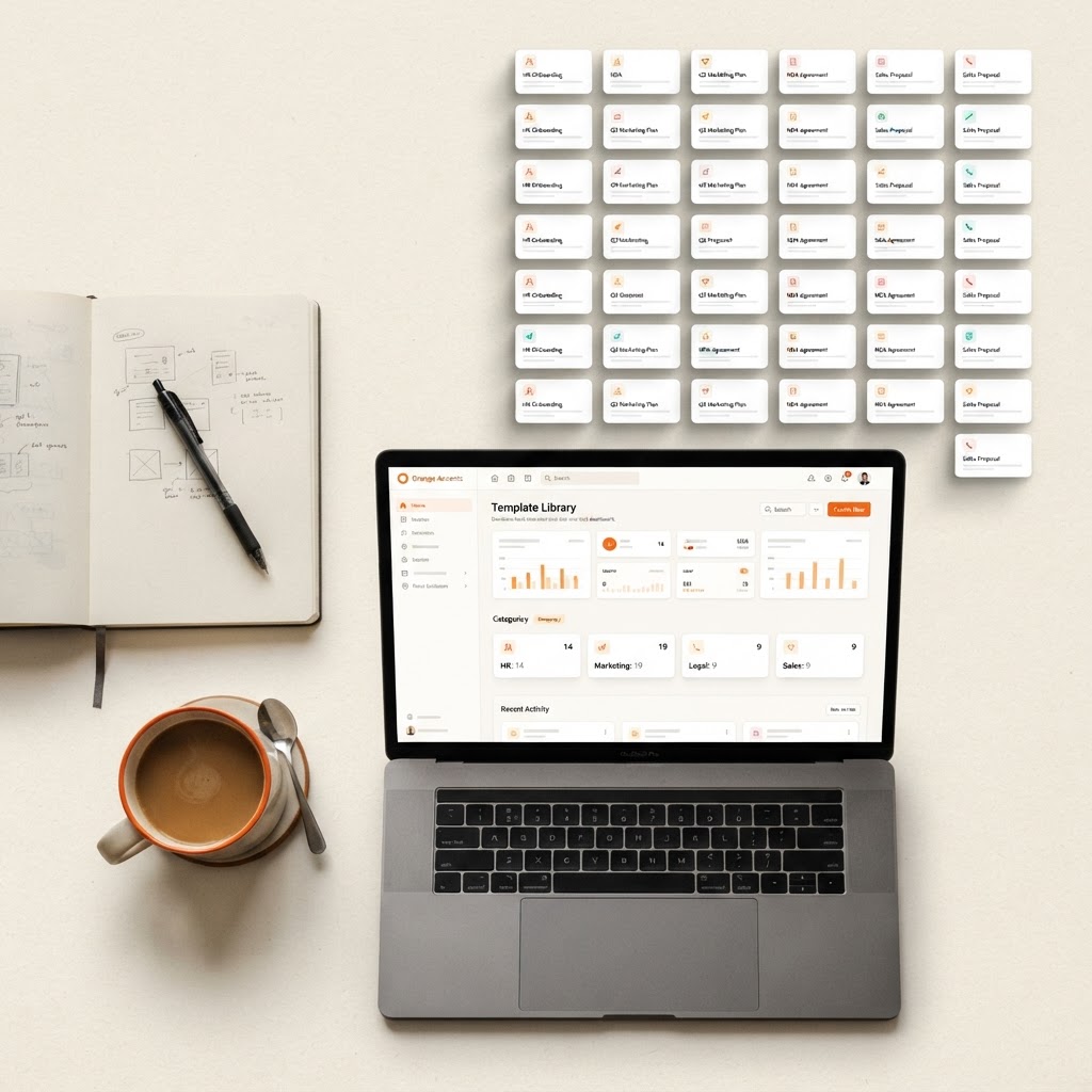 Organized document workspace with 51 templates