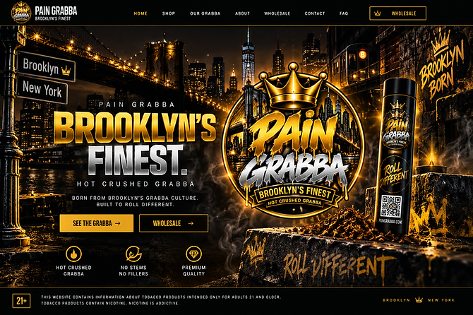 Pain Grabba cinematic brand artwork — Brooklyn at night