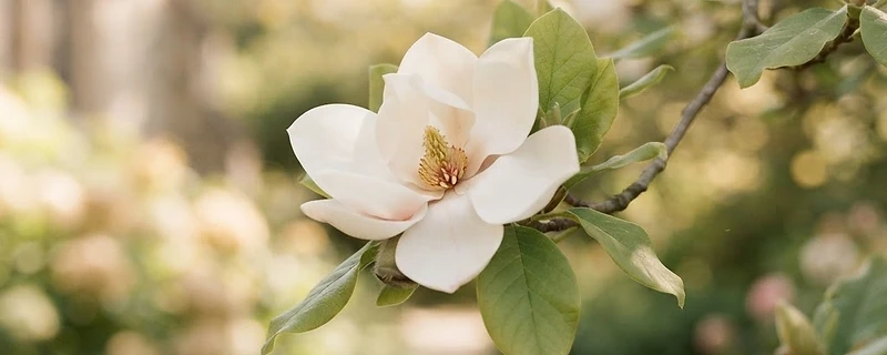 White magnolia blossom in natural light