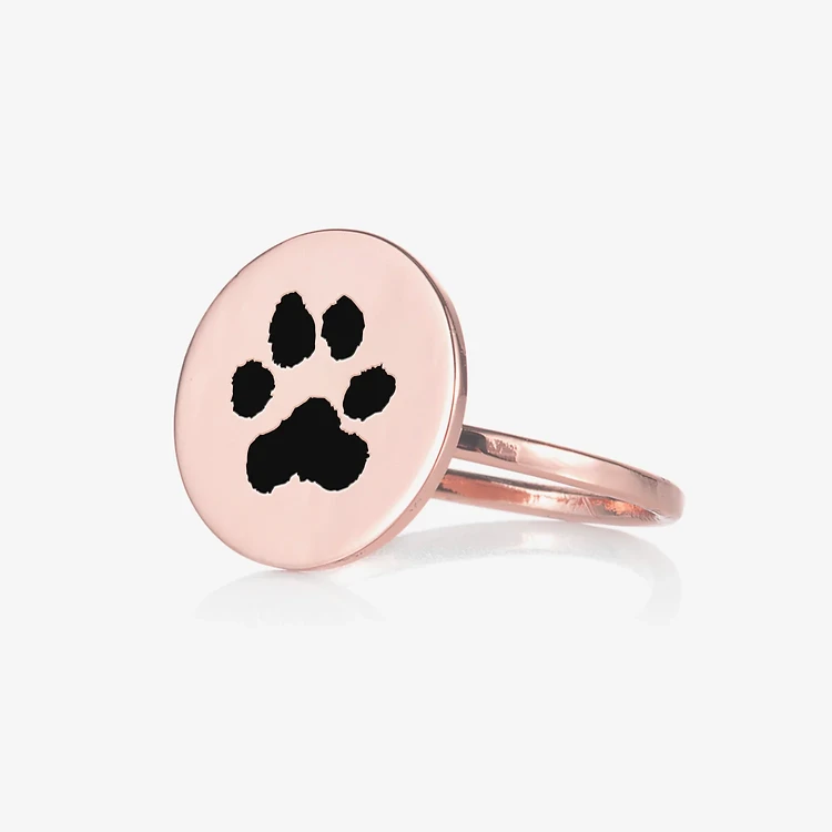 Paw Print Ring — Rose Gold in 14K Rose Gold Plated — personalized cat jewelry by KittyRing