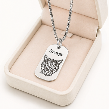 Silver Pet Face Tag Necklace — personalized cat jewelry by KittyRing