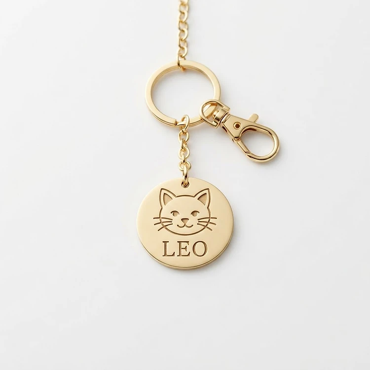 Cat Cutout Keychain in 14K Gold Plated — personalized cat jewelry by KittyRing