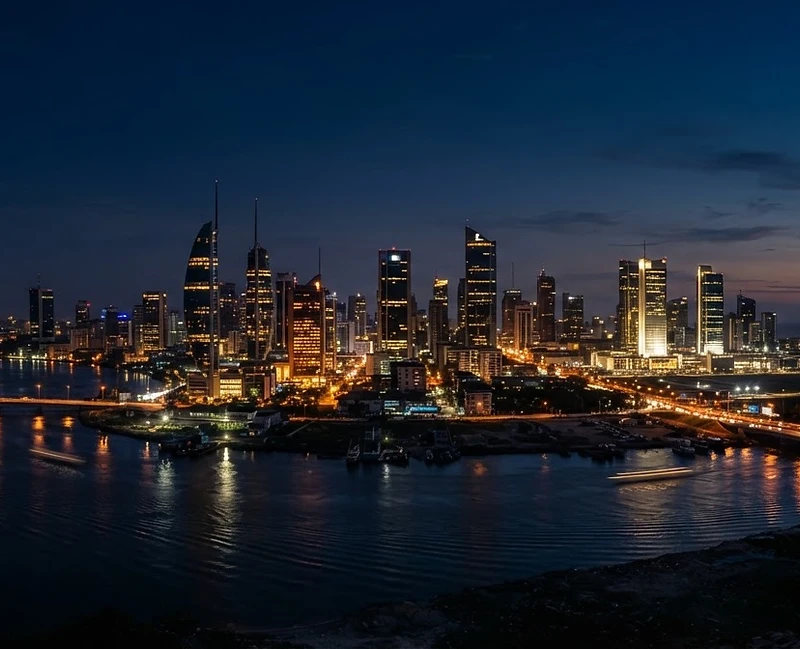 Lagos skyline at twilight