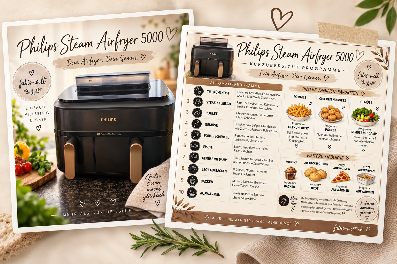 Philips Steam Airfryer 5000 – Produkt und Kurzübersicht der Automatikprogramme