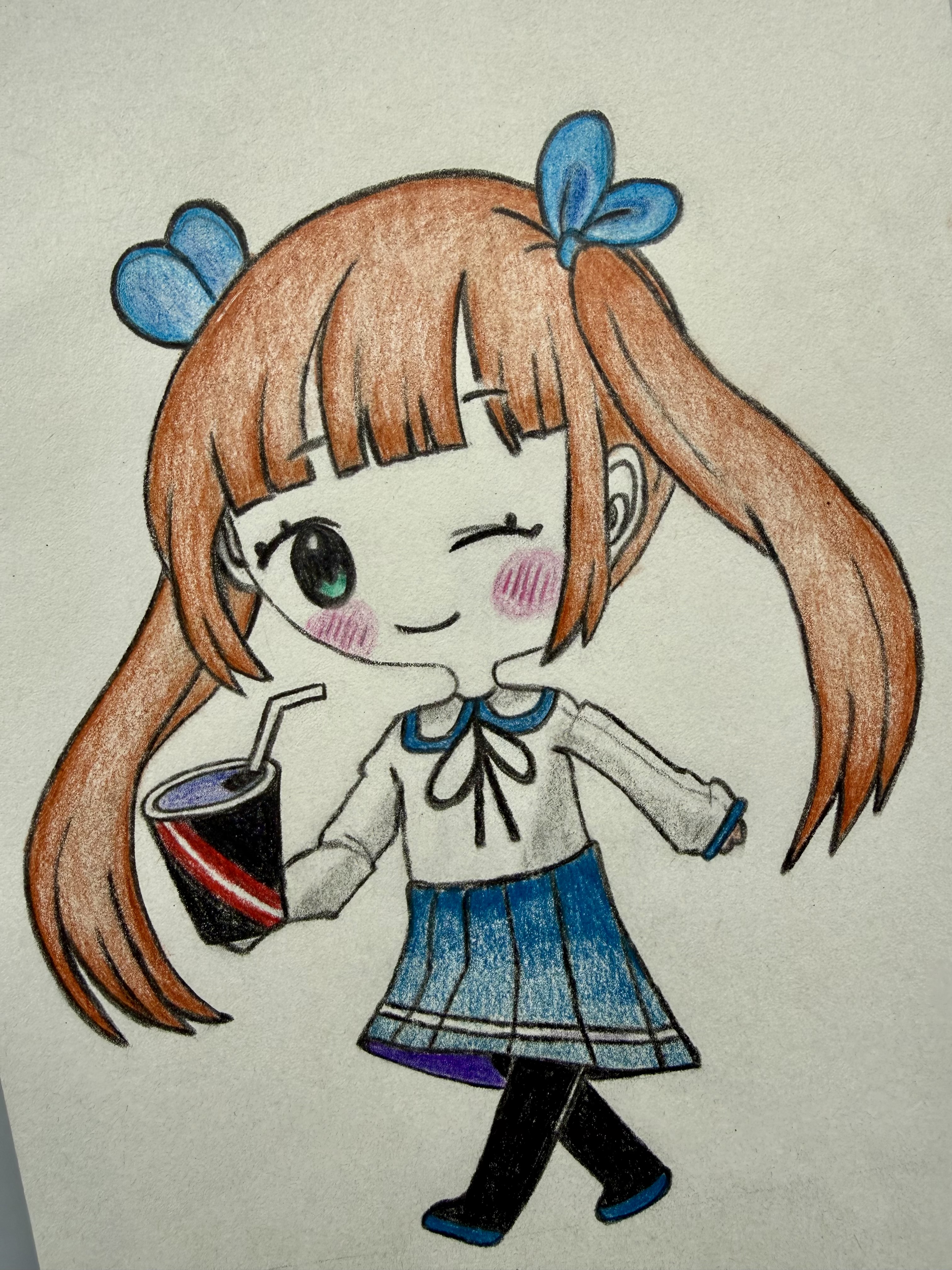 Chibi Zeichnung mit Getränk