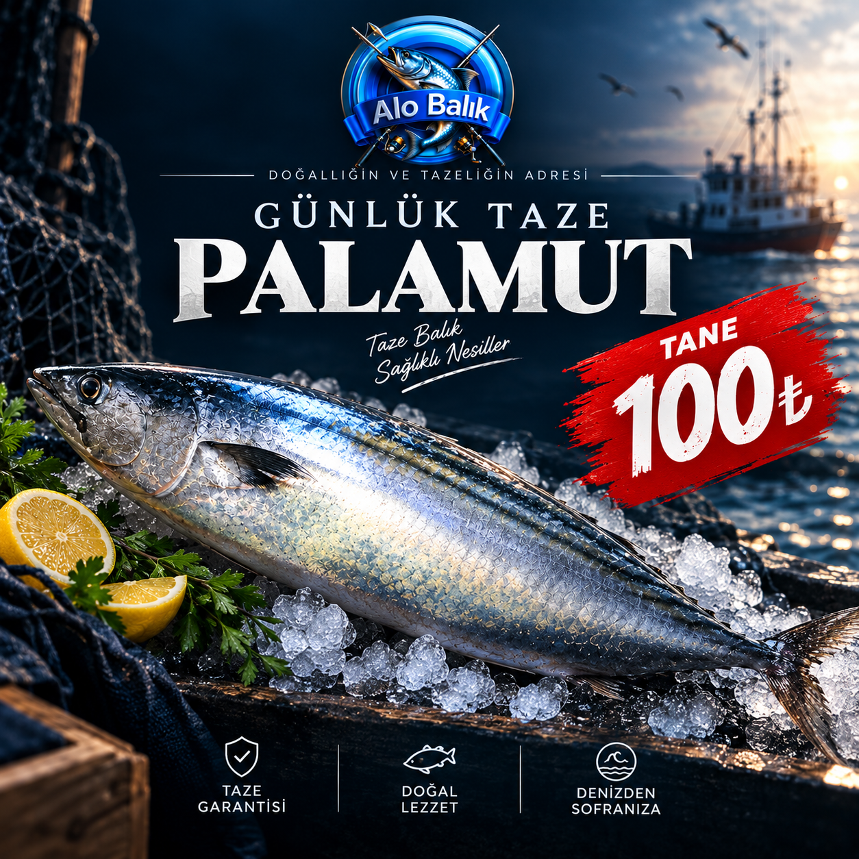 Alo Balık — Günlük Taze Palamut Reklam Görseli