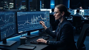 Financial analyst examining unusual transaction patterns on a chart