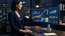 Business owner examining pricing, profitability, and margin analytics on a dashboard