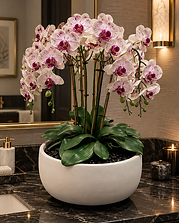 Objets & Fleurs — Moiré Contraste permanent orchid composition