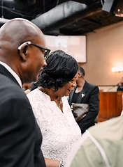 Congregation gathered in fellowship during a service