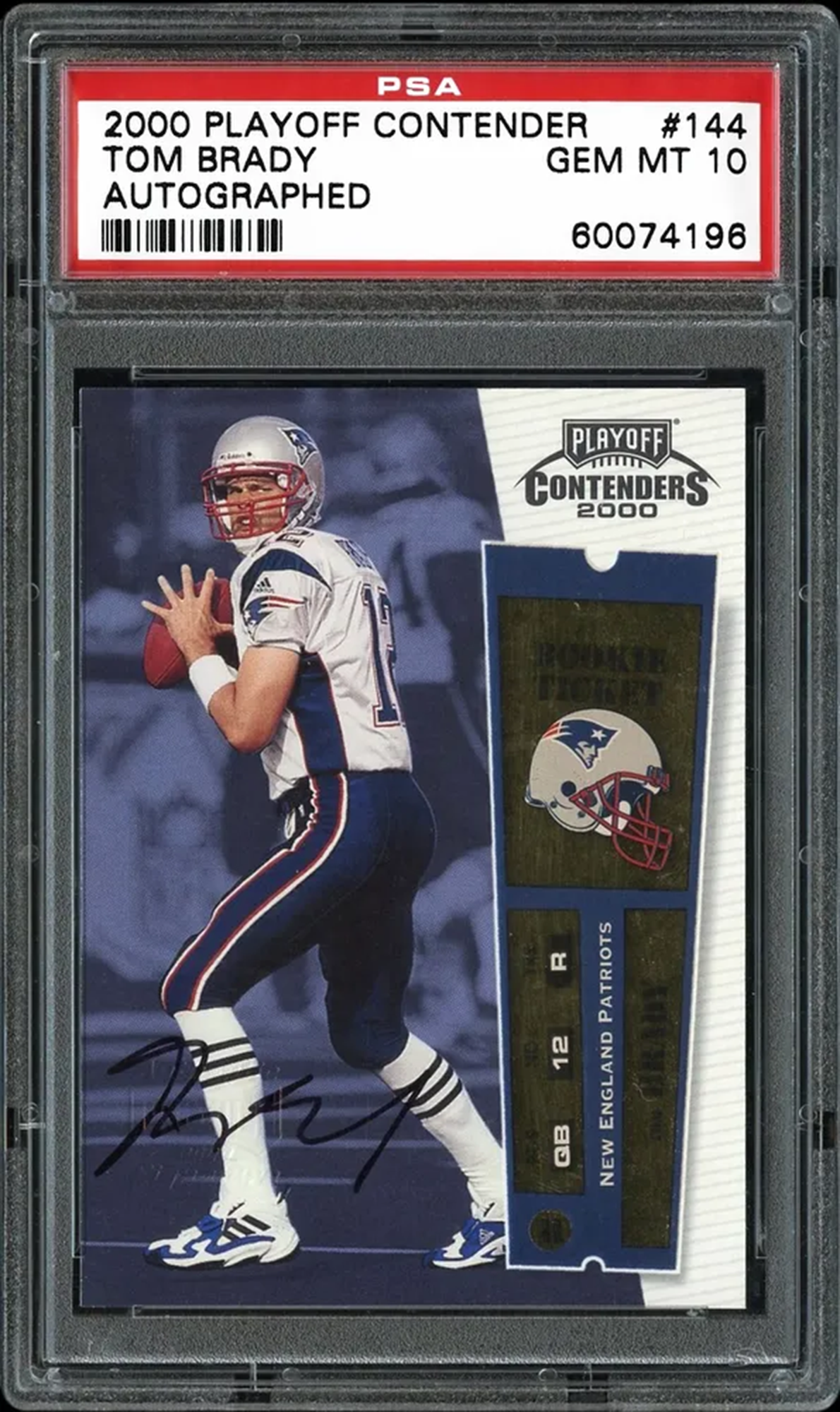 2000 Playoff Contenders Tom Brady Rookie Ticket Auto #144 - PSA GEM MT 10