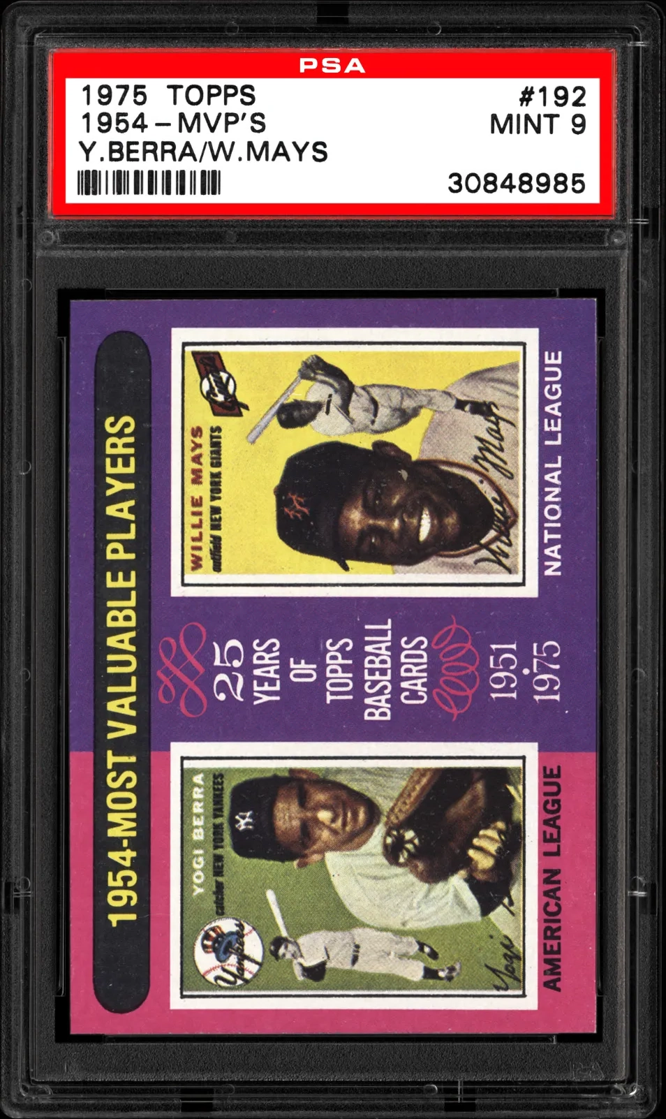 1954 MVPs · Mays & Berra #192 card