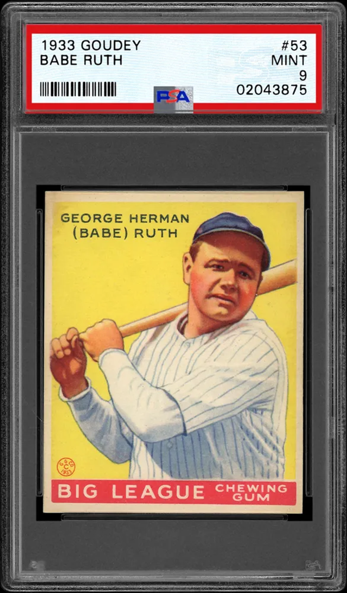 1933 Goudey Babe Ruth #53 - PSA MINT 9